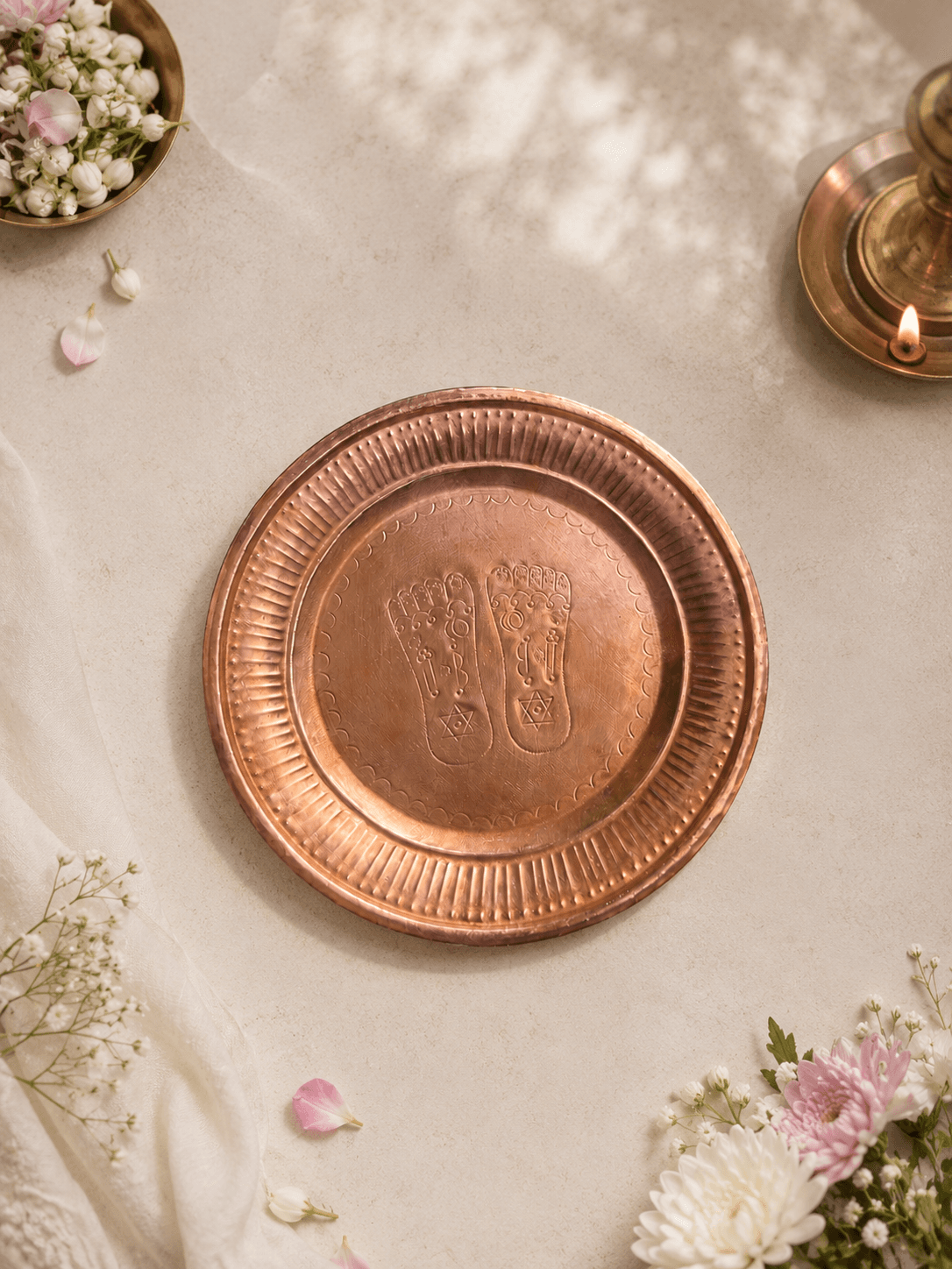 Copper Pooja Thali | Paila Design | Spiritual